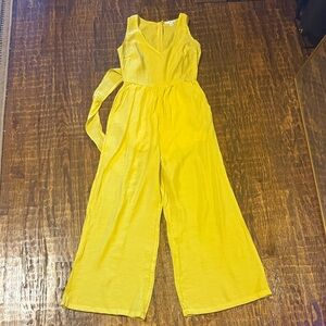 BP Yellow Sleeveless Jumpsuit | Tie Waist | Pockets | Back Zip Preppy Girly
